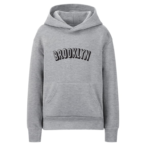 Daxton Youth Unisex Pullover Cities States Hoodie Mid-Weight Fleece Sweater - Brooklyn Heather Gray Black, M