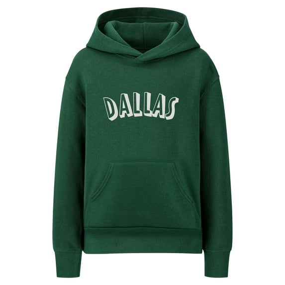 Daxton Youth Unisex Pullover Cities States Hoodie Mid-Weight Fleece Sweater - Dallas Hunter White, M