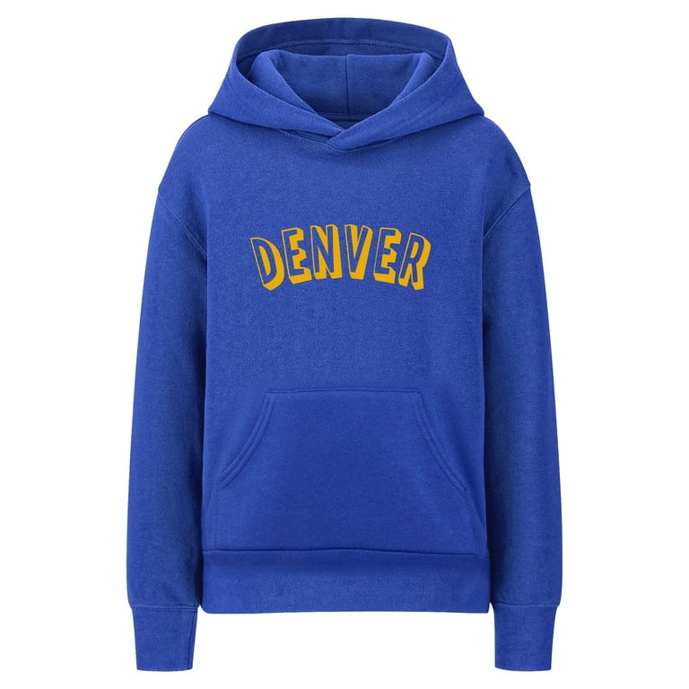 Daxton Youth Unisex Pullover Cities States Hoodie Mid-Weight Fleece Sweater  - Denver Burgundy Gold, M 