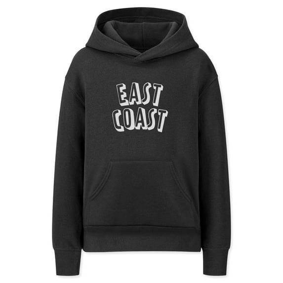 Daxton Youth Unisex Pullover Cities States Hoodie Mid-Weight Fleece Sweater - East Coast Black White, XL