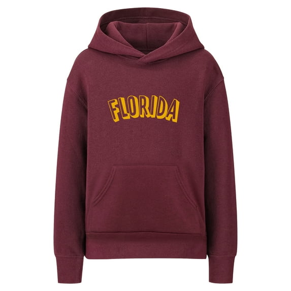 Daxton Youth Unisex Pullover Cities States Hoodie Mid-Weight Fleece Sweater - Florida Burgundy Gold, M