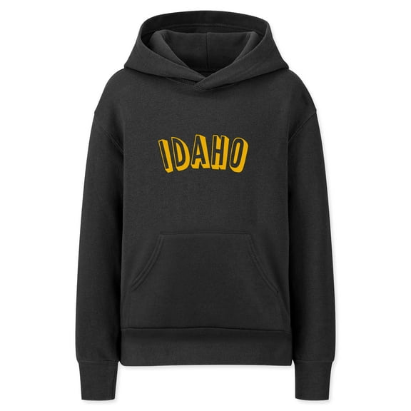 Daxton Youth Unisex Pullover Cities States Hoodie Mid-Weight Fleece Sweater - Idaho Black Gold, XS