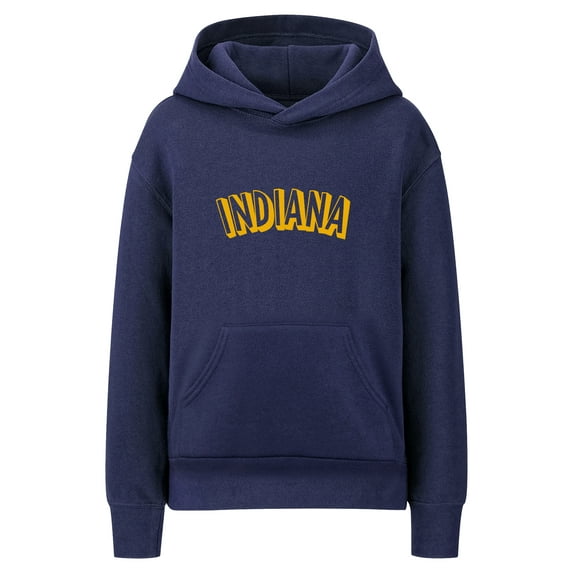 Daxton Youth Unisex Pullover Cities States Hoodie Mid-Weight Fleece Sweater - Indiana Navy Gold, M