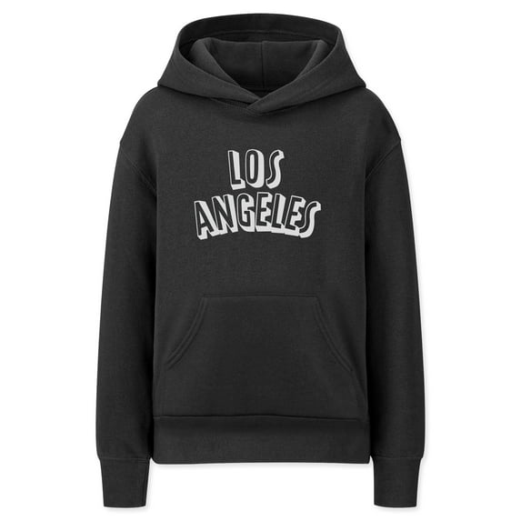 Daxton Youth Unisex Pullover Cities States Hoodie Mid-Weight Fleece Sweater - Los Angeles Black White, XL