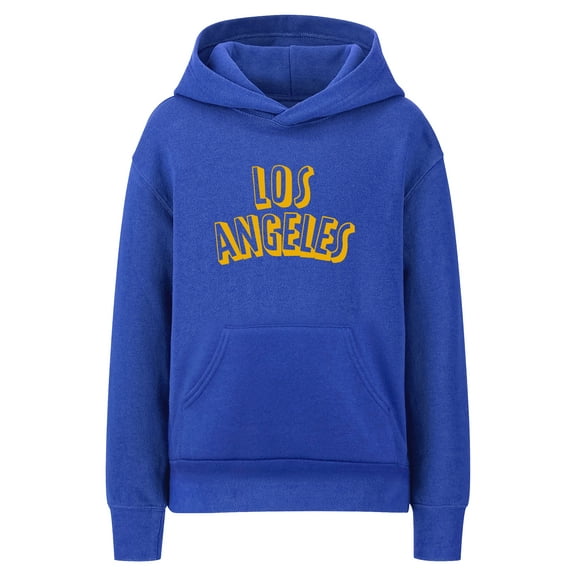 Daxton Youth Unisex Pullover Cities States Hoodie Mid-Weight Fleece Sweater - Los Angeles Royal Gold, M