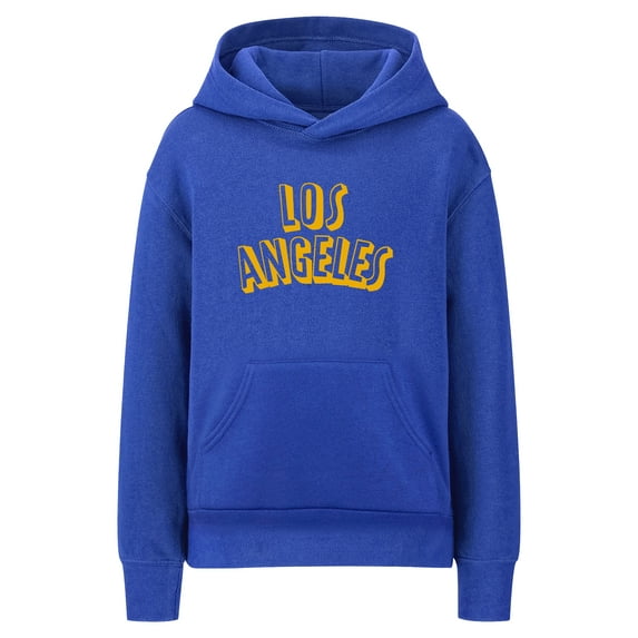Daxton Youth Unisex Pullover Cities States Hoodie Mid-Weight Fleece Sweater - Los Angeles Royal Gold, XS