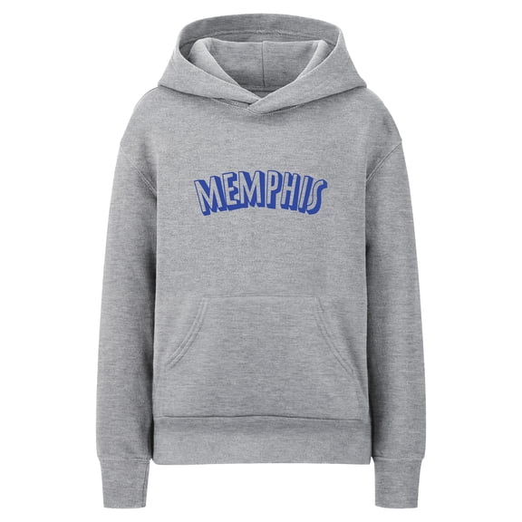 Daxton Youth Unisex Pullover Cities States Hoodie Mid-Weight Fleece Sweater - Memphis Heather Gray Royal, XS