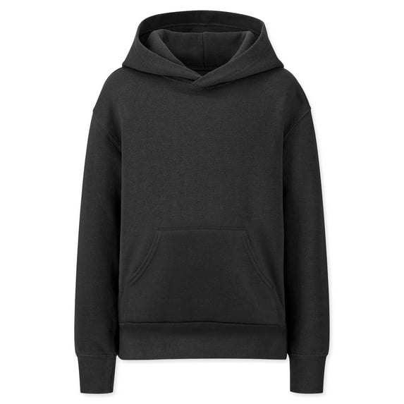 Daxton Youth Unisex Pullover Hoodie Mid-weight Fleece Sweatshirt,Black,L