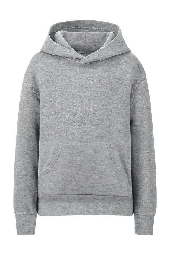 Youth Unisex Pullover Hoodie Mid-weight Fleece Sweatshirt,Heather Gray,L