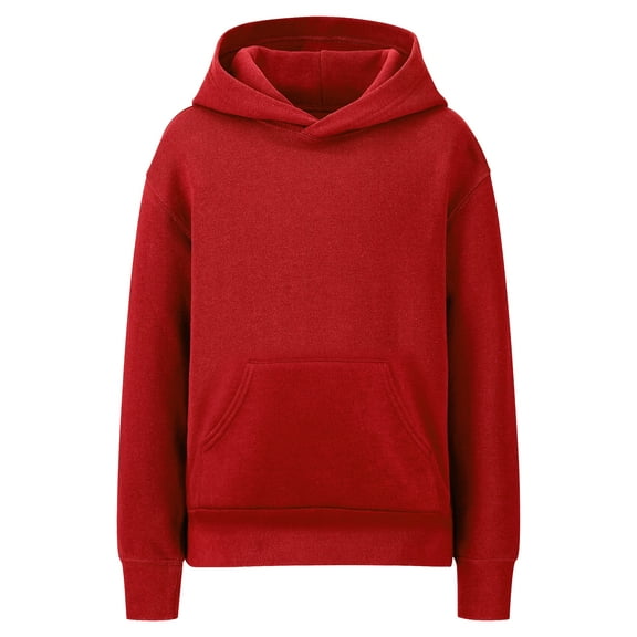 Daxton Youth Unisex Pullover Hoodie Mid-weight Fleece Sweatshirt,Red,L