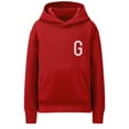 thumbnail image 1 of Daxton Youth Unisex Pullover Red Hoodie Mid-Weight Fleece Sweater Custom White Numbers and Letters, G, M, 1 of 3