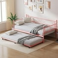 thumbnail image 1 of Day Bed with Pull Out Trundle,Twin Daybed with Trundle, Twin Size Mattress Foundation with Metal Slats Support for Living Room, Bedroom and Guest Room, 1 of 8