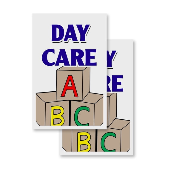Day Care (2-PACK) 24" x 36" Vinyl Decals | Sign Insert Peel & Stick Decals Stickers Window Signs