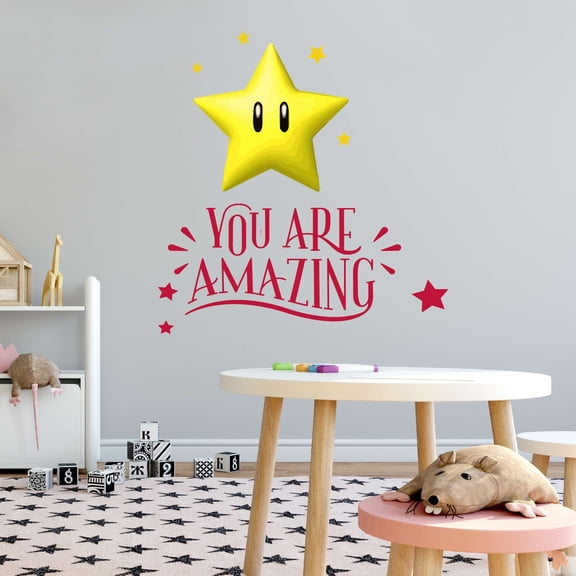 Day Care, Pre-School, 1st Grade, ABC, Alphabet You Are Amazing Motivational Quote Wall Decal Decoration Bright Star Cute Super Star Power Design Stickers Decal Decals Cling - Size: 10 In(W) x 10 In(H)