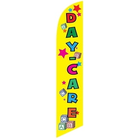 Day-Care yellow Feather Banner Swooper Flag -No Wind Required- Replacement FLAG ONLY