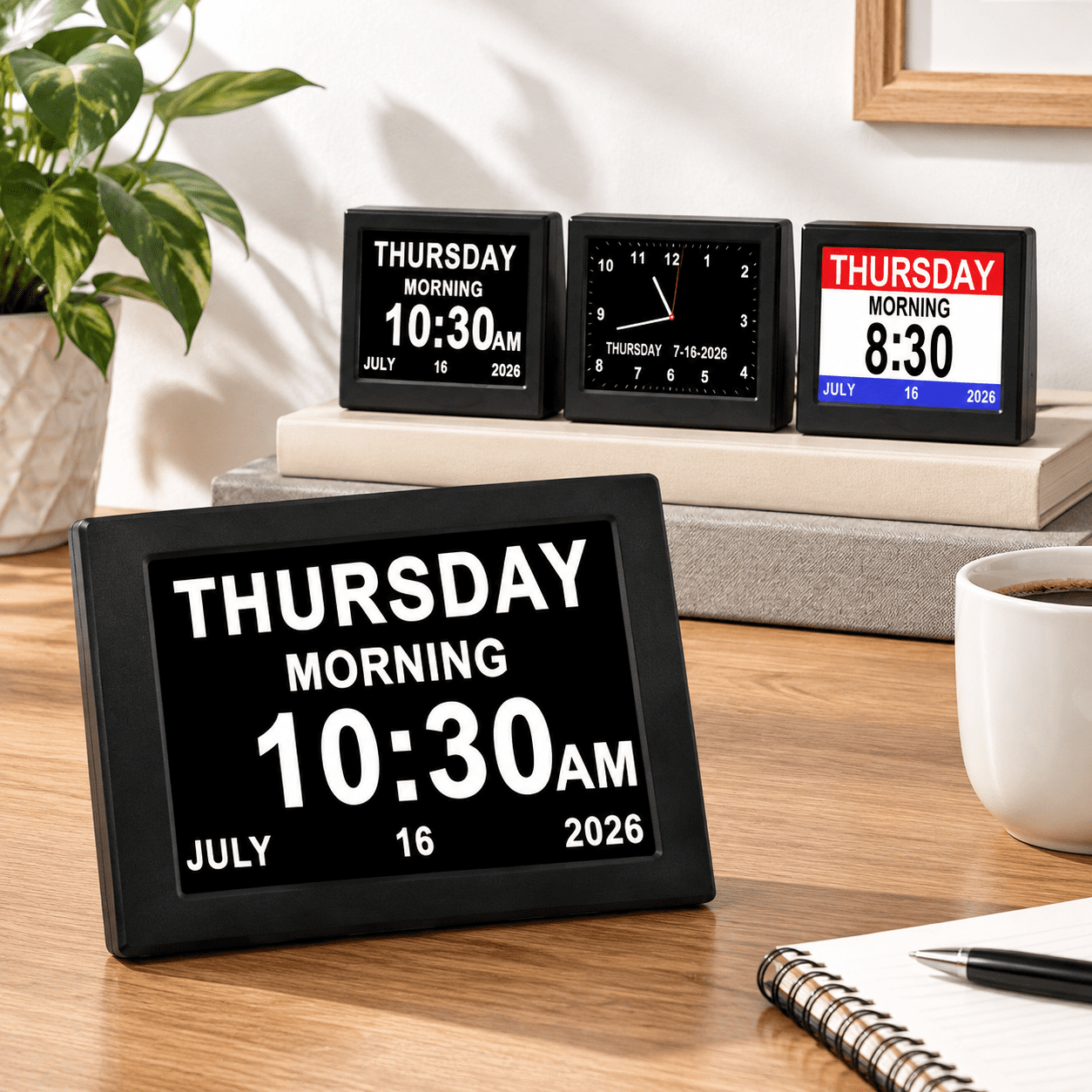 Day Date Time Clock For Seniors 3 Medication Reminders+ 5 Custom ...
