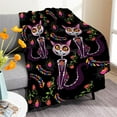 thumbnail image 1 of Day of The Dead Cat Kitten Sugar Skull Blanket Microfiber Flannel Throw Lightweight Super Soft Cozy Blankets for Couch Bed Sofa Chair, Gift for Birthday Thanksgiving Halloween 80"x60"for Adult, 1 of 6