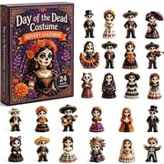 Day of the Dead Costume Advent Calendar 2026   24-Day Countdown with 2D Acrylic Skull Ornaments, Mini Figurines Set, Holiday Surprise Gift for Culture Collectors