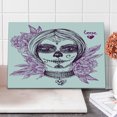 thumbnail image 1 of Day of the Dead Cutting Board, Illustration Gothic Vampire Like Face Skull Flowers Image, Decorative Tempered Glass Cutting and Serving Board, Large Size, Violet Purple and White, by Ambesonne, 1 of 1