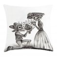 thumbnail image 1 of Day Of The Dead Decor Throw Pillow Cushion Cover, Mariage Proposal Till Life do us Apart Dead Day Festive Print, Decorative Square Accent Pillow Case, 16 X 16 Inches, Dimgrey and White, by Ambesonne, 1 of 2