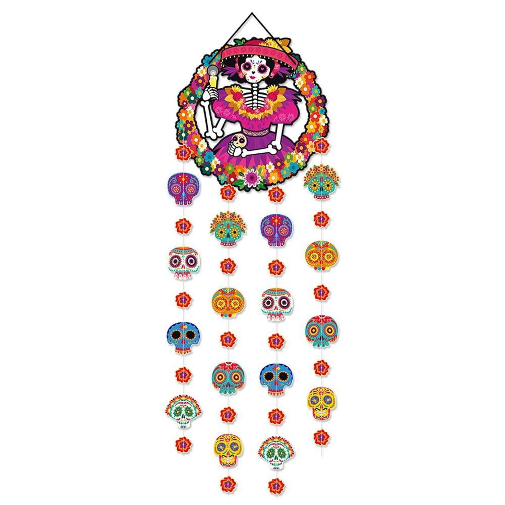 Day of The Dead Decorations 16'' Dia De Los Muertos Hanging Sugar Skull ...