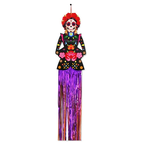 Day of The Dead Decorations Sugar Skull Hanging Decor,Dia De Los Muertos Party Decorations with Tassels Mexican Day of The Dead Halloween Decor,Mexican Fiesta Party Home Outdoor Decor