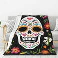 thumbnail image 1 of Day Of The Dead Dia De Los Muertos Throw Blanket for Winter Cabin Ultra-Soft Micro Fleece Blanket, Premium Microfiber, Silky Soft, Plush, Warm and Lightweight for Couch, Sofa, Bed - 80"X60", 1 of 5