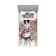 thumbnail image 1 of Day of the Dead Fitted Sheet & Pillow Sham Set, Print Skull Shape Romantic Roses Celebration Day Print, Decorative Printed 4 Piece Bedding Decor Set, Twin, White Pale Pink Black, by Ambesonne, 1 of 3