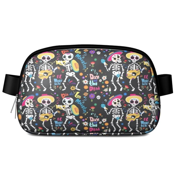 Day Of the Dead Halloween Pattern Cute Fanny Packs for Women,Travel Waterproof Crossbody Fanny Bags Waist Purse for Women Anti Theft Adjustable Strap for Running Travel Cycling