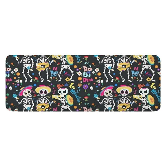 Day Of the Dead Halloween Pattern Kitchen Rug Mat,Kitchen Runner Rugs Non Skid Washable,Decorative Kitchen Floor Mats for Kitchen,Sink,Laundry,17"x47.2"