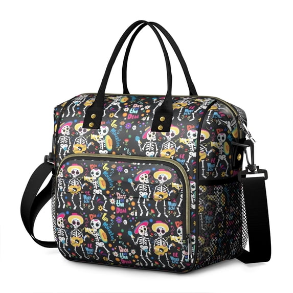 Day Of the Dead Halloween Pattern Womens Lunch Box for Work,Insulated Large Lunch Bag for Tween and Teen,Loncheras Para Mujer,Leakproof Adult Lunch Bag for Work,Beach,Travel,Picnic,Camping