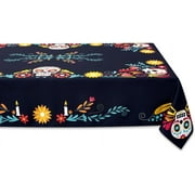 Day of The Dead Halloween Tabletop - Dia De Los Muertos Floral Skeleton Mask, Cinco De Mayo Mexican Fiesta Party Home Kitchen Dining Room Decor, Sugar Skull, Tablecloth, 60 x 84 Rectangle