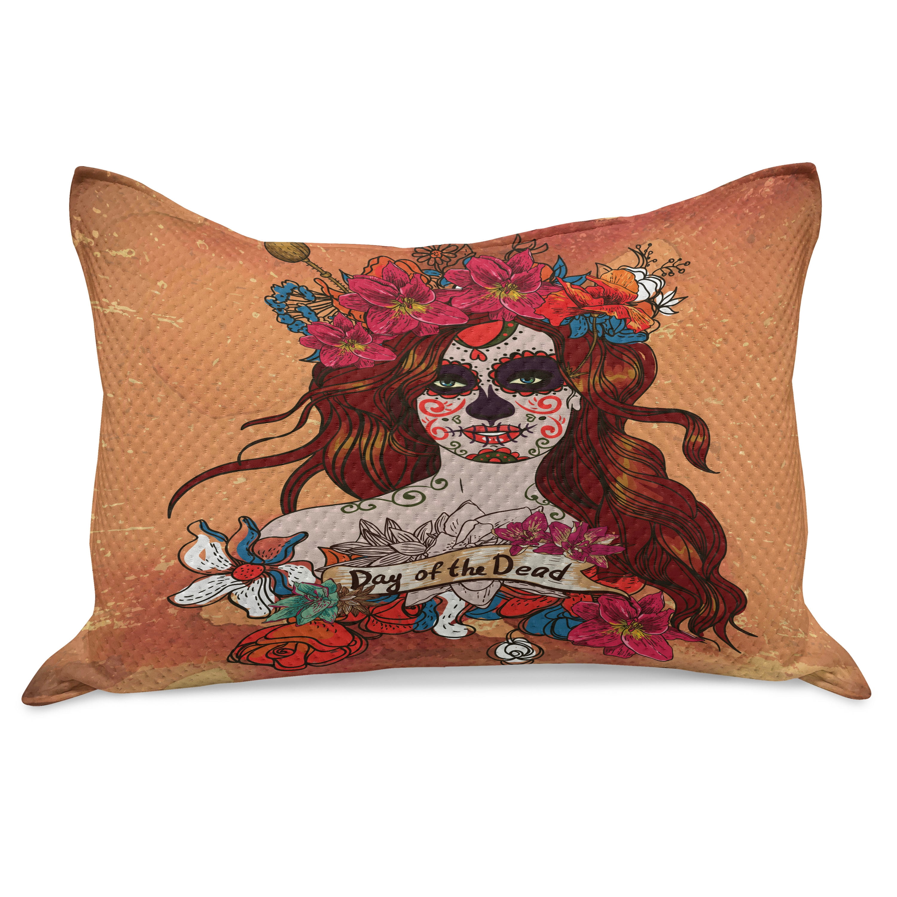 Day of the Dead Knitted Quilt Pillowcover, Dia de Los Muertos Spanish ...