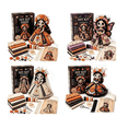 thumbnail image 1 of Day of the Dead Patchwork Doll DIY Kit, Halloween DIY Patchwork Skeleton Set, Halloween Sewing Craft Kit with Floral Lace & Sugar Skull Design, Little Ghost's Cozy Halloweens DIY Patchwork Kit, 1 of 6