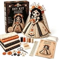 thumbnail image 1 of Day of the Dead Patchwork Doll DIY Kit, Sugar Skull Sewing Craft Kits for Adults, Halloween Fabric Doll Making Kit, Fall Home Decor Handmade Gift for Craft Lovers and Doll Collectors (C), 1 of 7