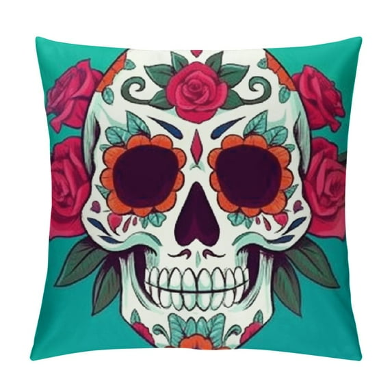 Day of The Dead Pillow Covers Sugar Skull Floral Throw Pillowcase Dia De Los Muertos Square Cushion Cases Mexican Fiesta Festival Party Decorations for Sofa Couch Bed Car