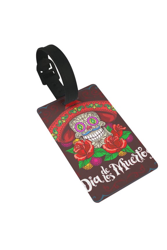 Day Dead Skull Mexican Mexico Luggage Tags Suitcases ID Baggage Identifier Card Name Tag for Travel Backpacks Gym Bags