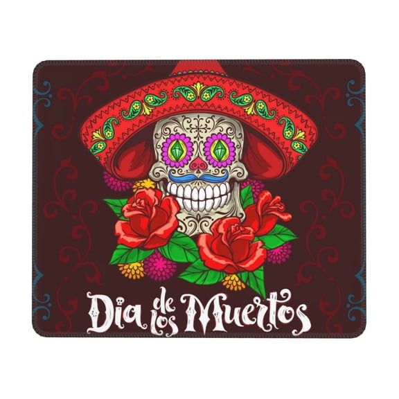 Day Dead Skull Mexican Mexico Mouse Pad Non-Slip Rubber Gaming Mousepad Rectangle for Computers Laptop 7.9 x 9.5 in