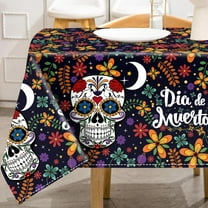 Day of The Dead Skull Tablecloth Rectangle Mexican Style Table Cover Colorful Flower Skull Washable Table Cloth for Halloween Home Party Dining Table Setting Decoration, 60x102 Inch