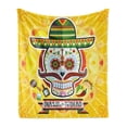 thumbnail image 1 of Day of the Dead Soft Flannel Fleece Blanket, Mexican Sugar Skull with Tacos and Chili Pepper November 2nd Colorful Art Print, Cozy Plush for Indoor and Outdoor Use, 50" x 60", Yellow, by Ambesonne, 1 of 5