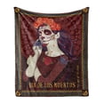 thumbnail image 1 of Day of the Dead Soft Flannel Fleece Throw Blanket, Dia de los Muertos Print Woman with Calavera Makeup Spanish Rose Artwork, Cozy Plush for Indoor and Outdoor Use, 60" x 80", Burgundy, by Ambesonne, 1 of 5