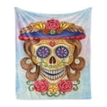 thumbnail image 1 of Day of the Dead Soft Flannel Fleece Throw Blanket, Lady Mommy Skull Head with Flower Hat Spanish and Mexican Art Print, Cozy Plush for Indoor and Outdoor Use, 70" x 90", Multicolor, by Ambesonne, 1 of 5