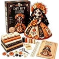 thumbnail image 1 of Day of the Dead Sugar Skull Doll DIY Craft Kit, "Stitch Your Soul" Dia de los Muertos Patchwork Sewing Set for Adults, Premium Handmade Fall Decor & Collectible Halloween Gift, 1 of 9