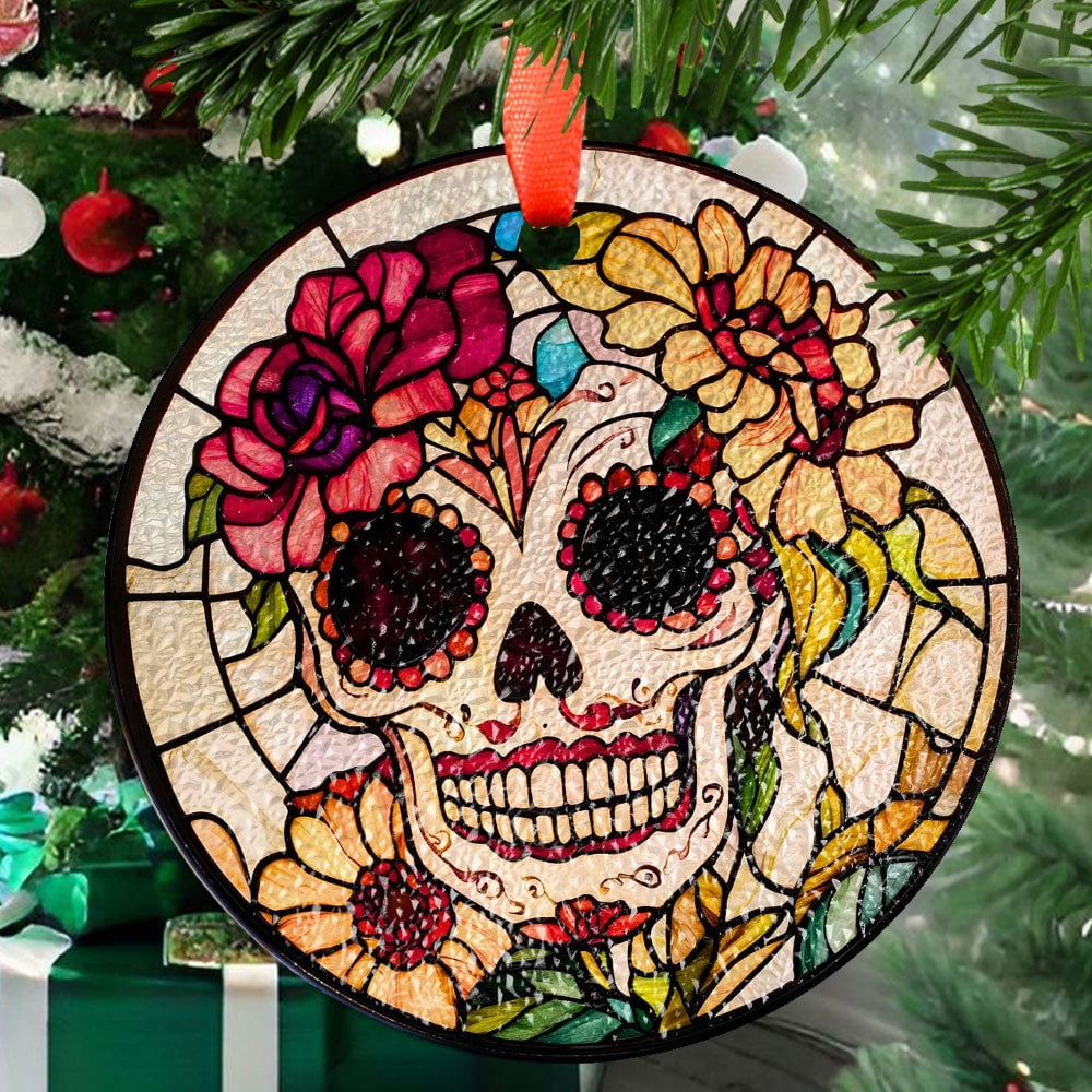 Day of the Dead Sugar Skull Ornament Sun Catcher Dia De Los Muertos ...