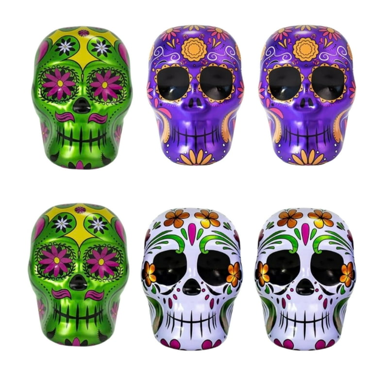 Day of the Dead Sugar Skull Tins with Smarties Candies Inside