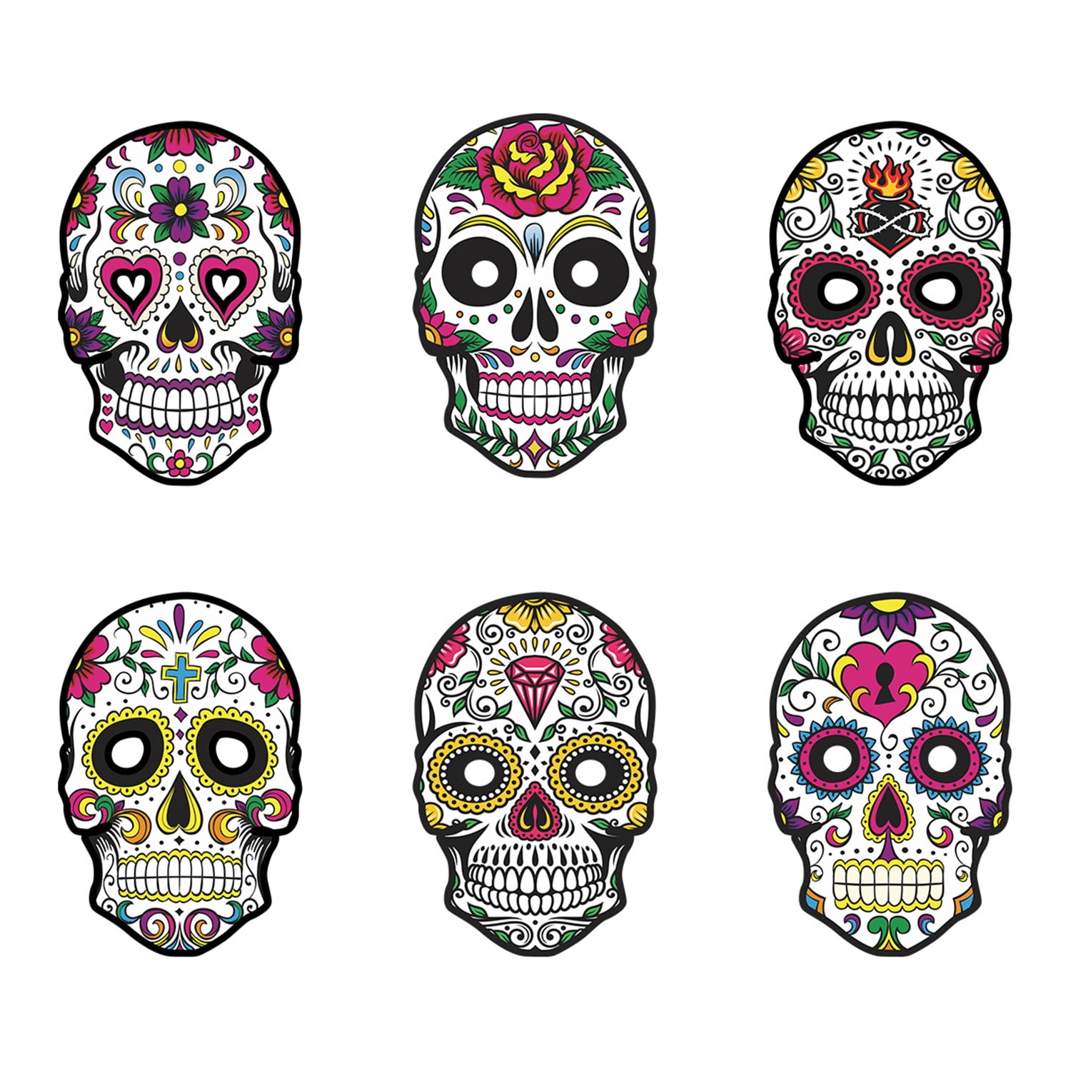 Day of the Dead Theme Party Decoration Mask with Flower Diamond Colorful Painting Headwear for Mexican Carnival Birthday Party Decoration Fiesta Halloween Festival Supplies