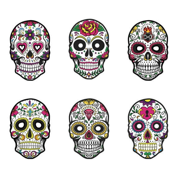 Day of the Dead Theme Party Decoration Mask with Flower Diamond Colorful Painting Headwear for Mexican Carnival Birthday Party Decoration Fiesta Halloween Festival Supplies
