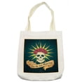 thumbnail image 1 of Day of the Dead Tote Bag, Sugar Skull Roses and Dia de los Muertos Print Grunge Style Artwork, Cloth Linen Reusable Bag for Shopping Books Beach and More, 16.5" X 14", Cream, by Ambesonne, 1 of 2