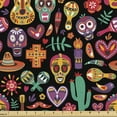 thumbnail image 1 of Ambesonne Day of the Dead Fabric by the Yard Upholstery, Skull Flower Pepper, 1 Yard, Charcoal Grey Multicolor, 1 of 4