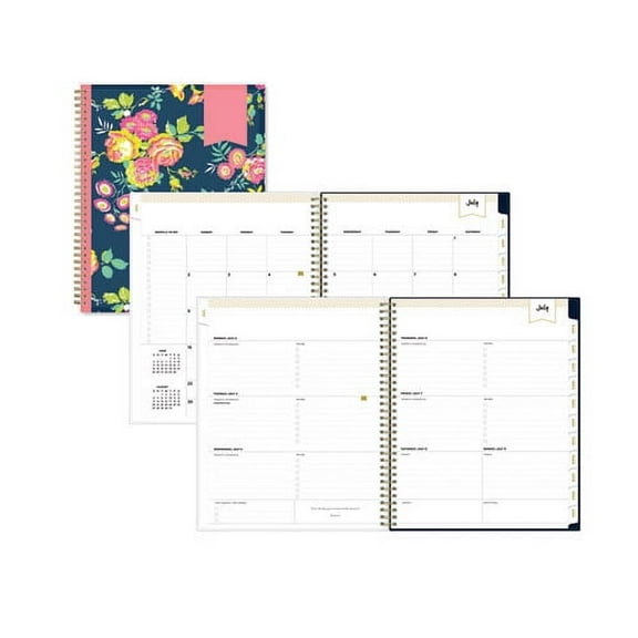 Day Designer Peyton Create-Your-Own Cover Weekly/Monthly Planner, Floral, 11 x 8.5, Navy, 12-Month (July to June): 2023-2024 | Bundle of 5 Each